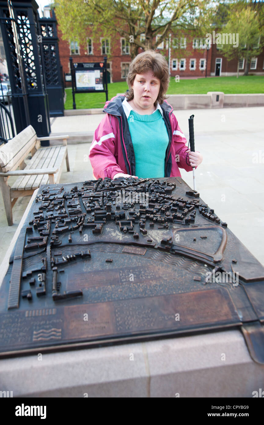 Tactile Map for the Blind and Visually Impaired outside Hereford Cathedral Stock Photo