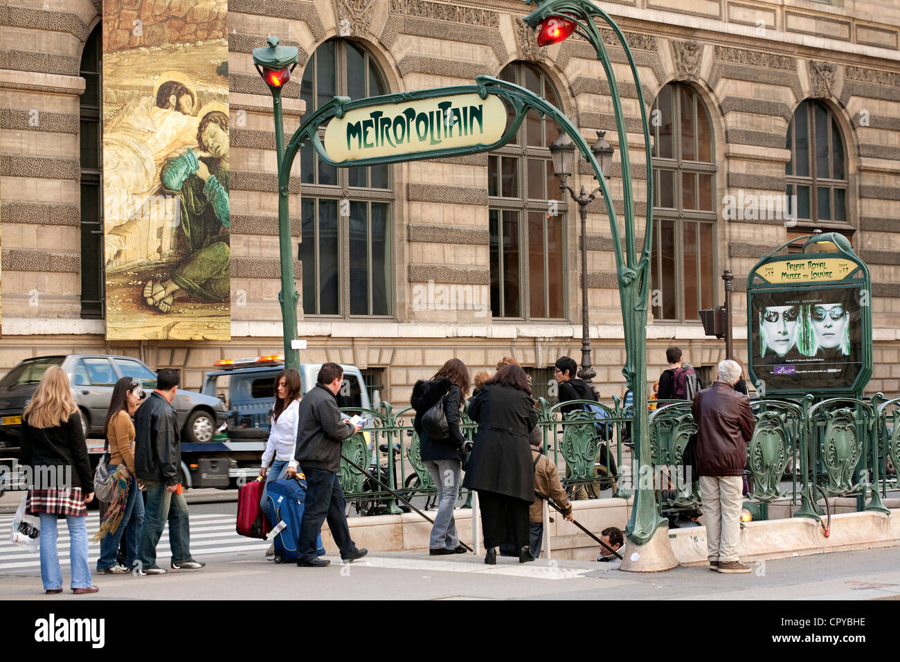 France, Paris, Palais Royal-Musee du Louvre metro station dating of 1900 by Hector Guimard Stock Photo