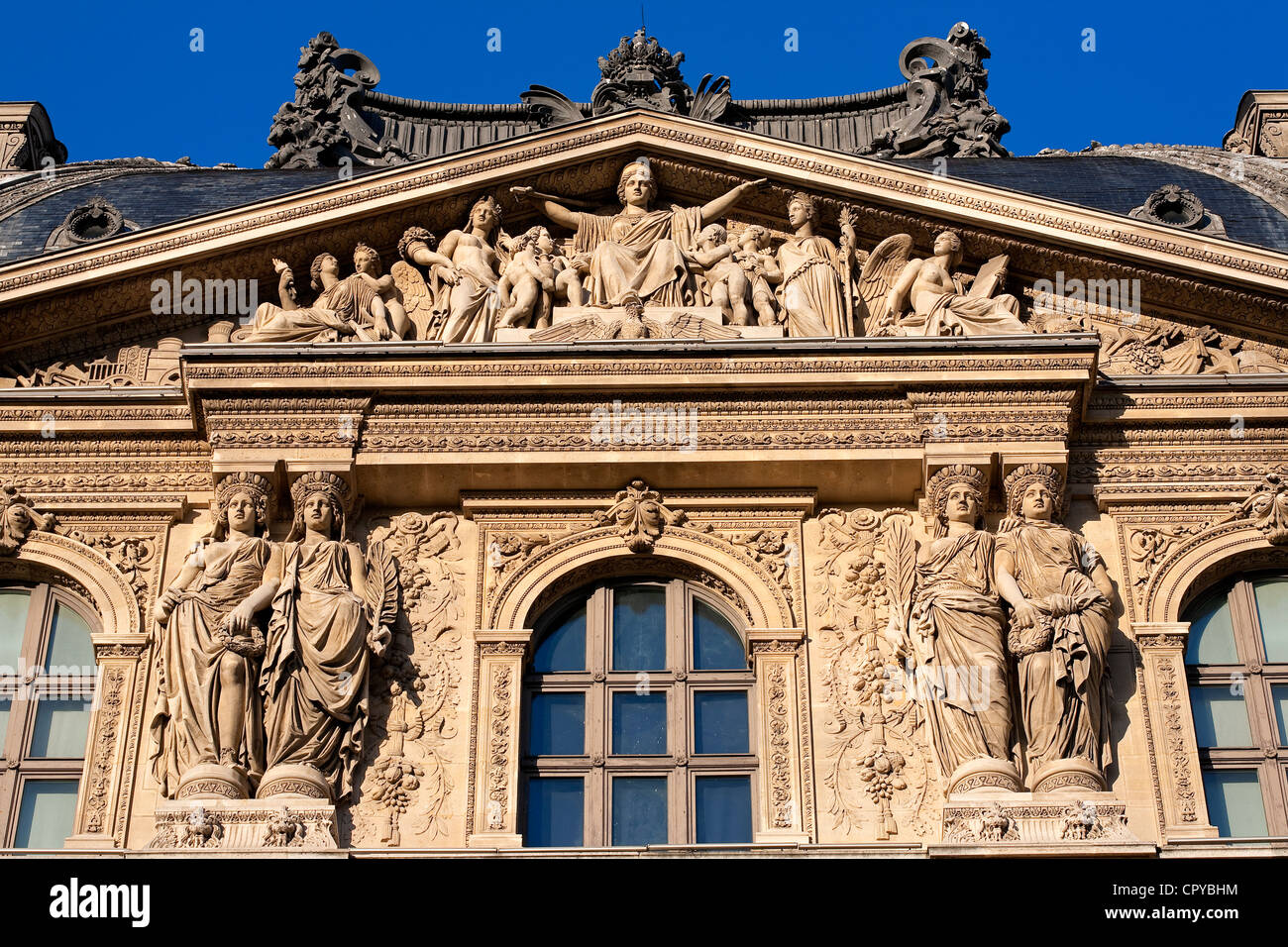 France, Paris, Louvre Palace, Pavillon Richelieu Stock Photo