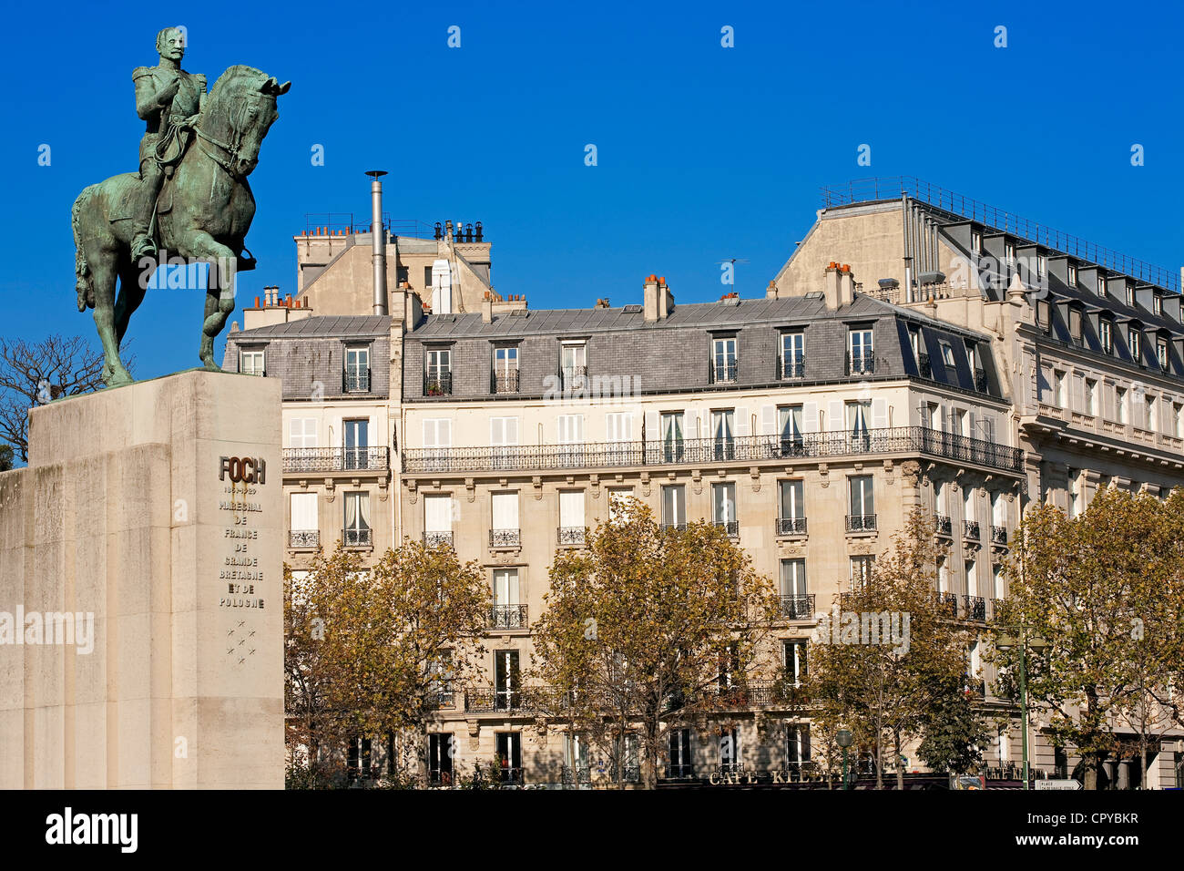 France, Paris, Trocadero Square with the Marechal Foch statue Stock