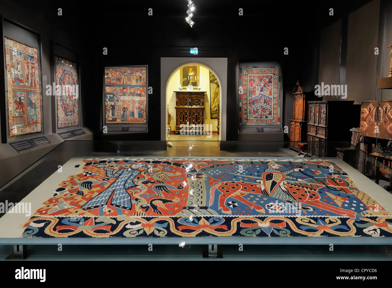 Norway, Oslo, Kunstindustrimuseet (Applied Arts Museum), Baldishol tapestry around 1200 Stock Photo