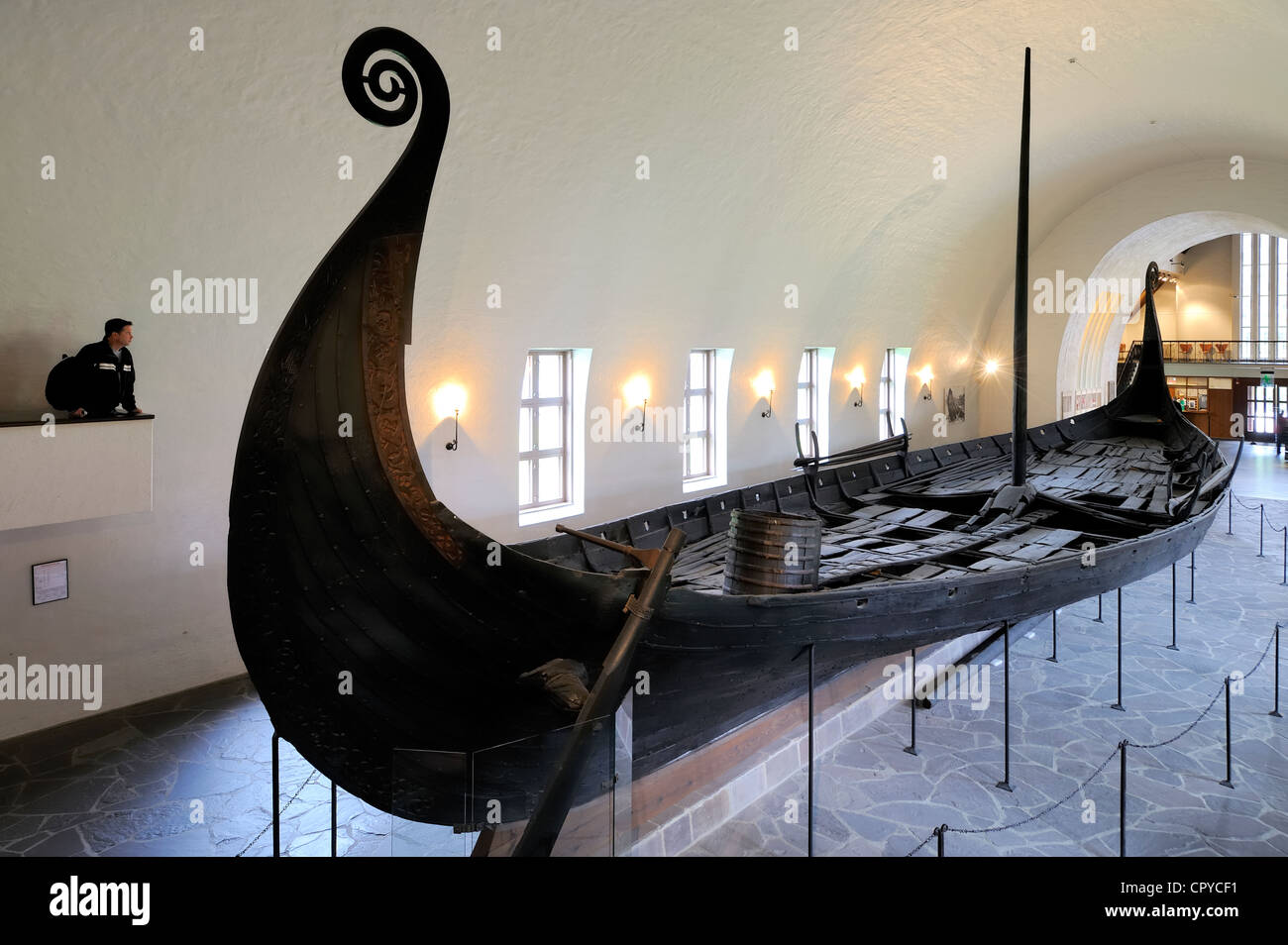Norway, Oslo, Bygdoy Peninsula, Viking Boats Museum, Oseberg drakkar of the 9th century, detail Stock Photo