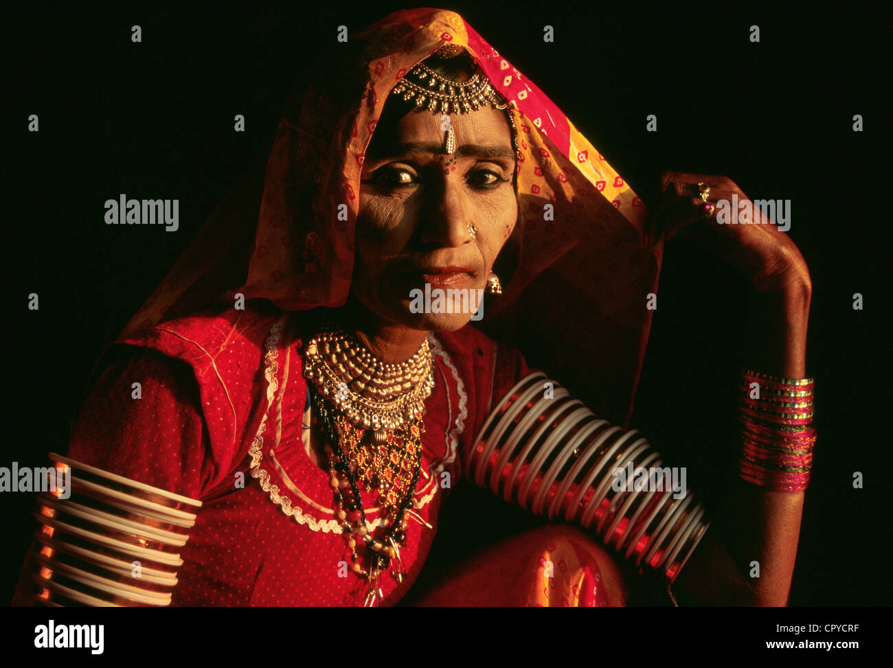 Indian traditional singer belonging to the 'bhopa' community ( India) Stock Photo