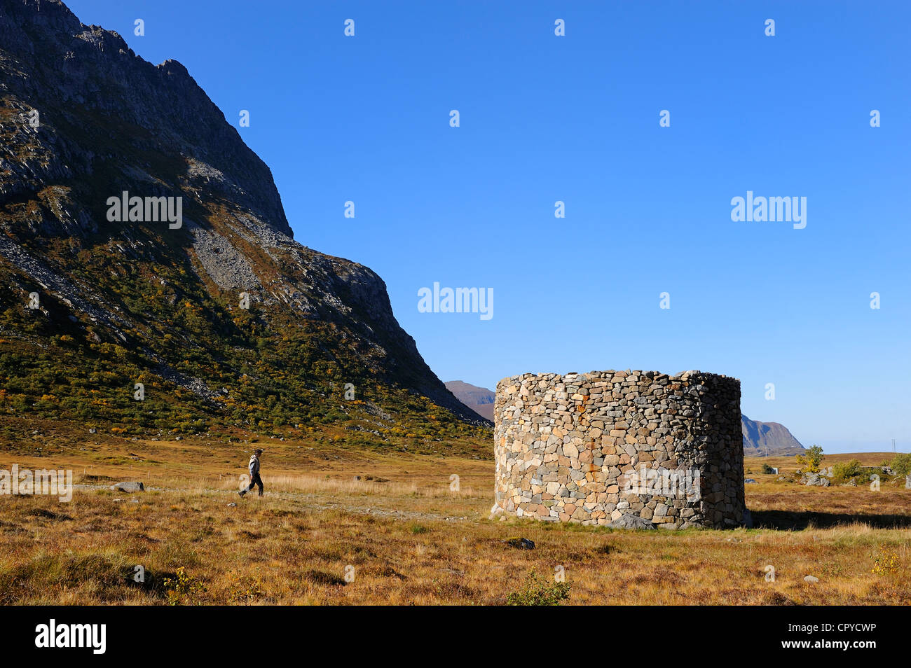 Norway, Nordland County, Lofoten Islands, Flakstadoy Island, Epitaph, Toshikatsu Endo's artwork Stock Photo