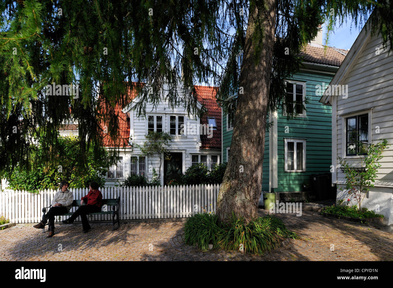 Norway, Hordaland County, Bergen, wooden houses in Rosegren District