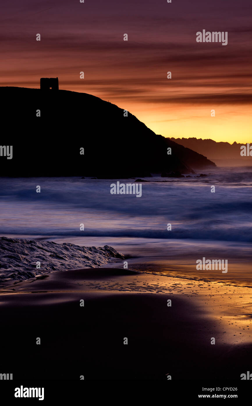 Sunset in Cantabria coastline (Bay of Biscay,Spain) Stock Photo
