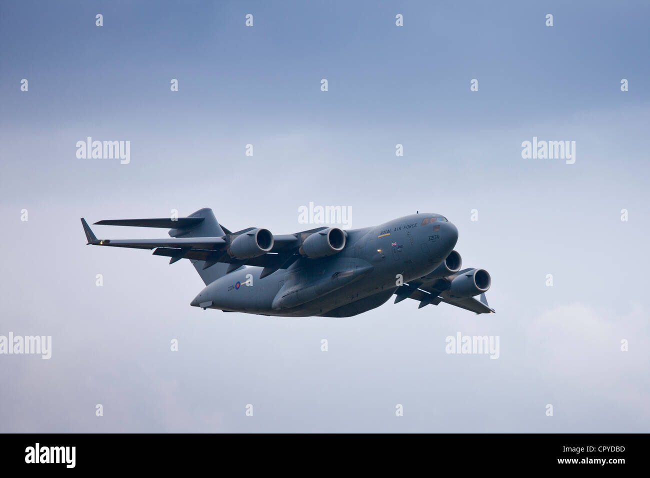 RAF C17 Globemaster air transport troop and cargo plane at RAF Brize Norton Air Base in Oxfordshire, UK Stock Photo