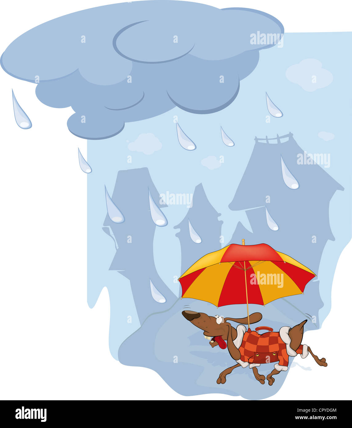 The dachshund and umbrella Stock Photo - Alamy