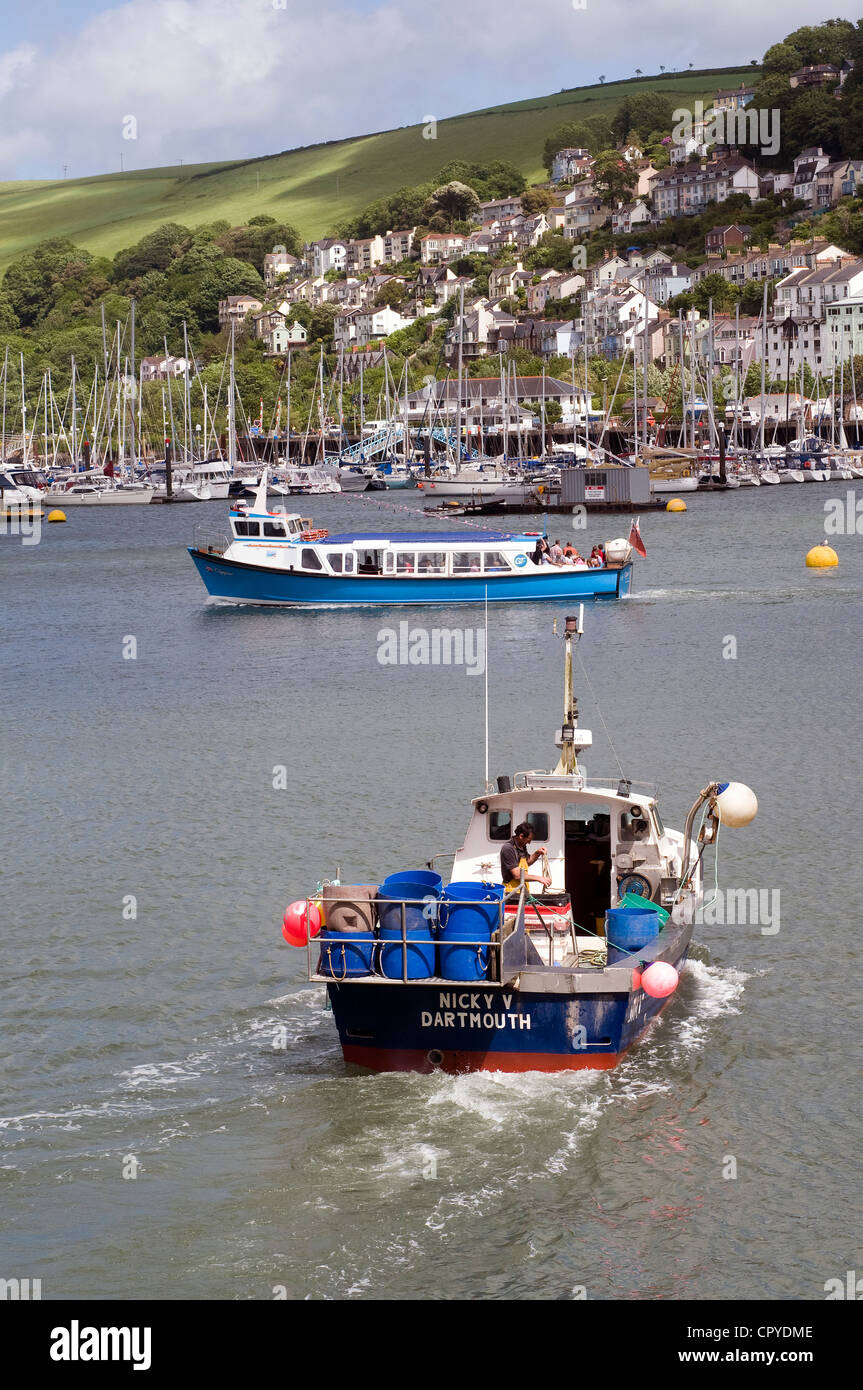 Trawler nicky 5 on river Dart,Kingswear,dartmouth,Devon, blue, boat