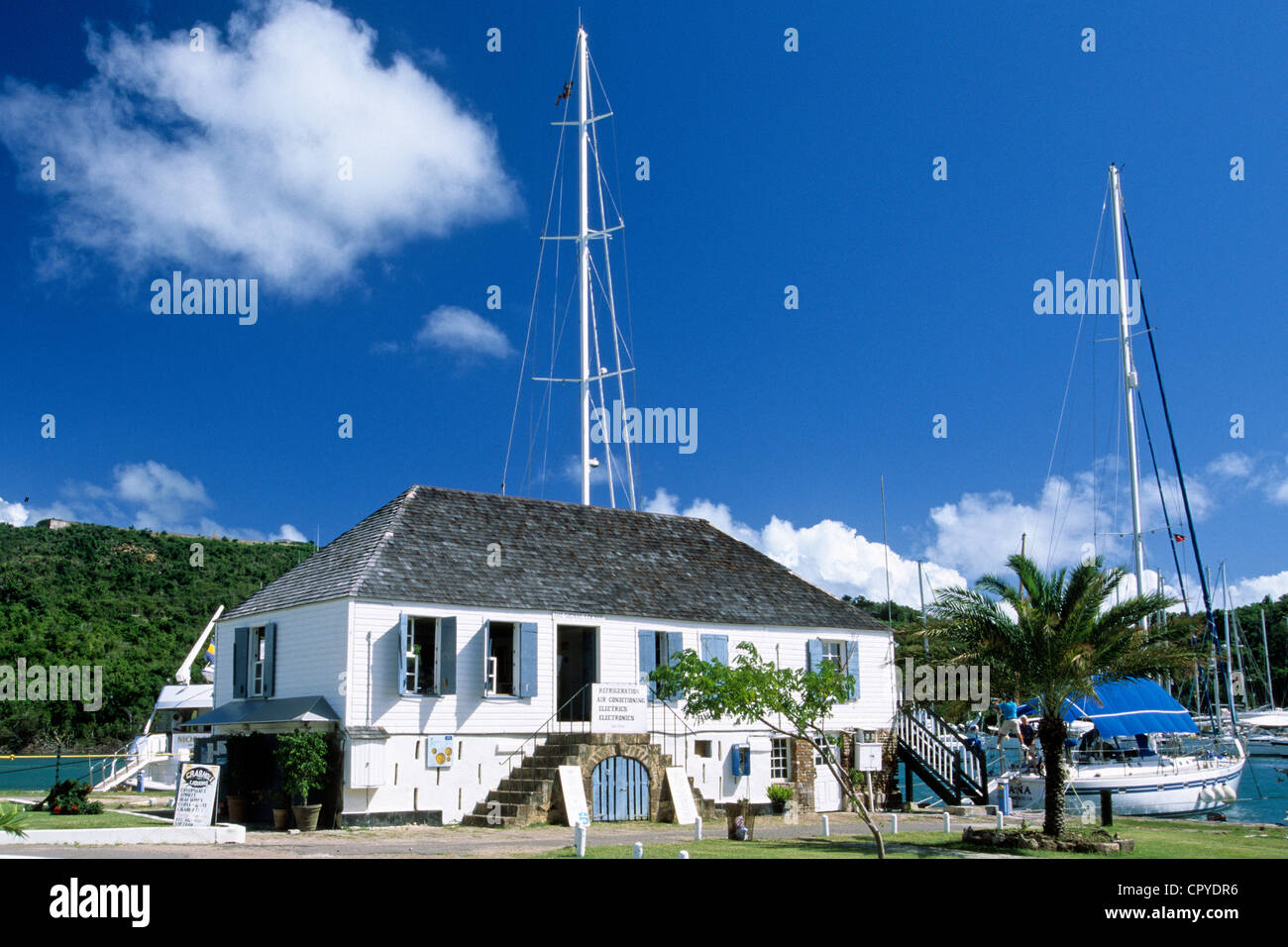 Antigua and Barbuda, Antigua Island, harbour master's office at English Harbour Stock Photo