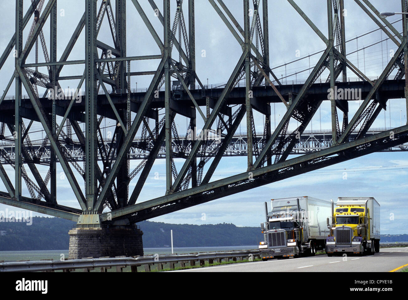 Canada Quebec Province Quebec City Quebec Bridge over St Lawrence river with it 987 m long it is