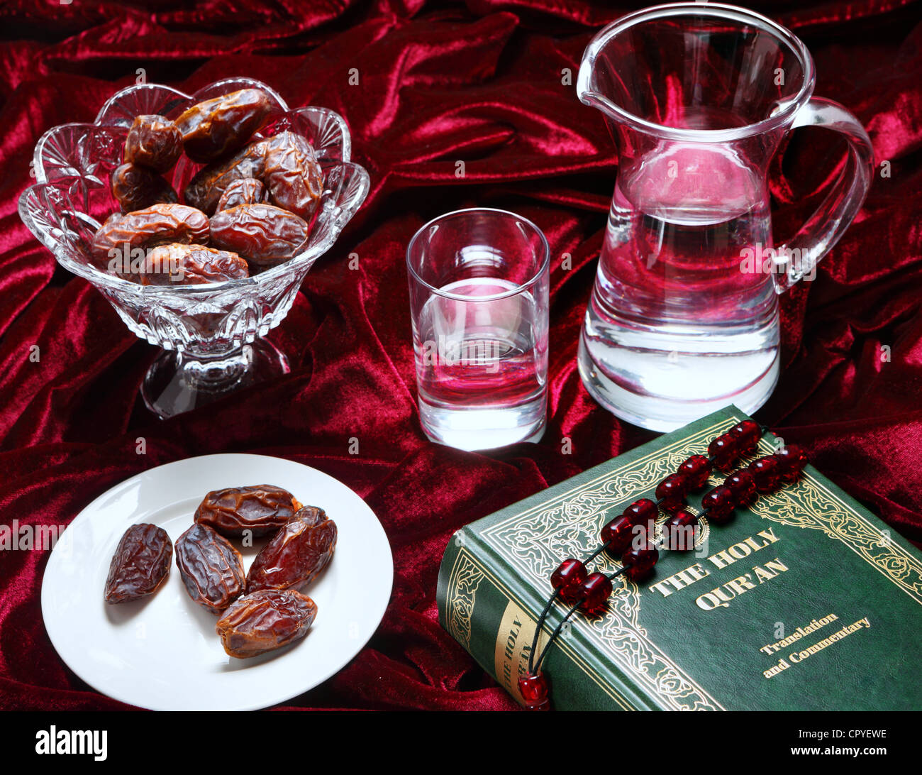 Dates and water, traditional foods for breaking the fast at the end of