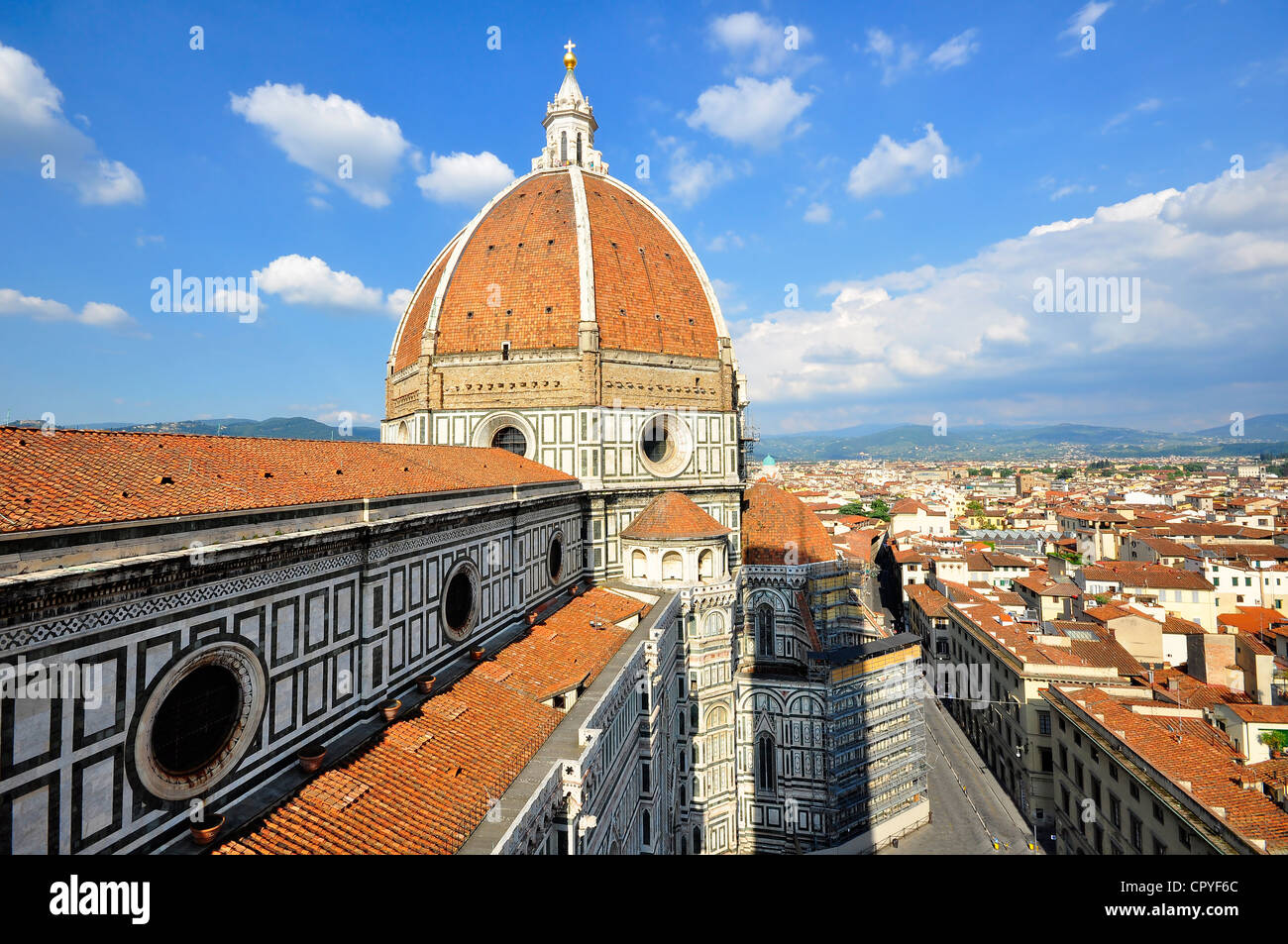 View of the Duomo and the town of Florence, in the Italian Tuscany. Stock Photo