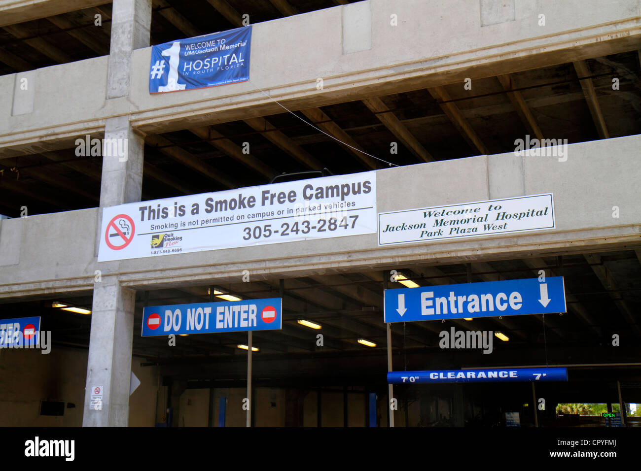 Florida Fl South Miami Jackson Health System Memorial Hospital Medical Center Centre Parking Garage Sign Logo Smoke Free Campus Entrance Stock Photo Alamy