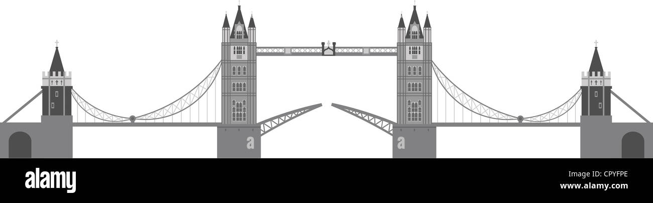 London Tower Bridge Illustration Isolated on White Background Stock ...