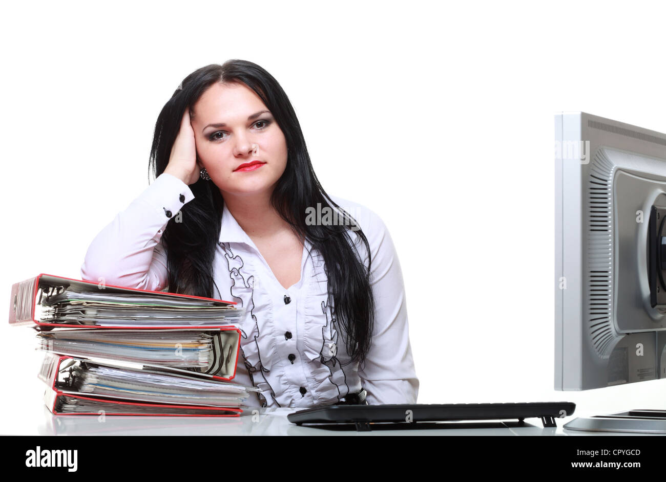 modern business woman sitting at office desk Stock Photo - Alamy