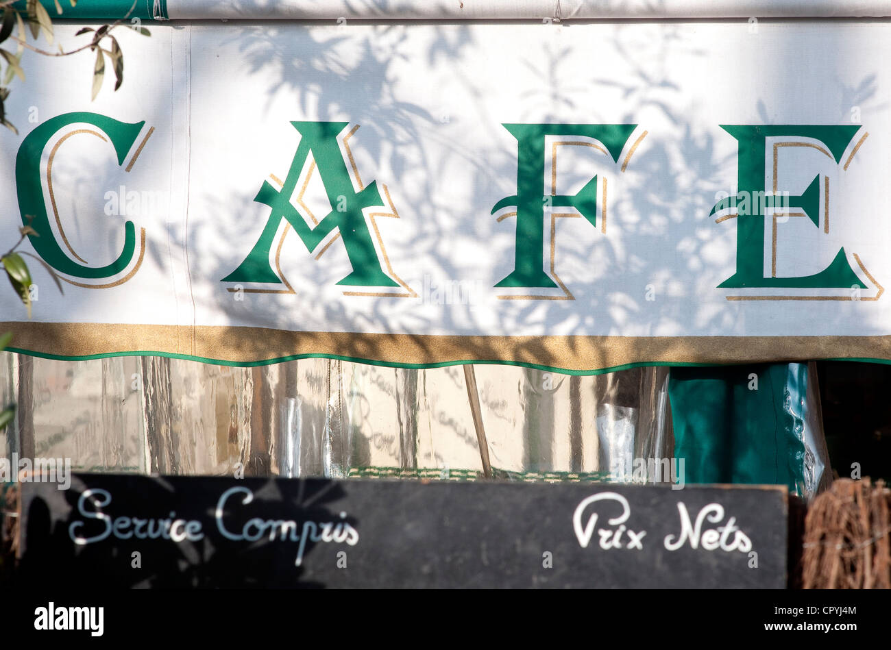 France, Paris, cafe on Seine River banks Stock Photo