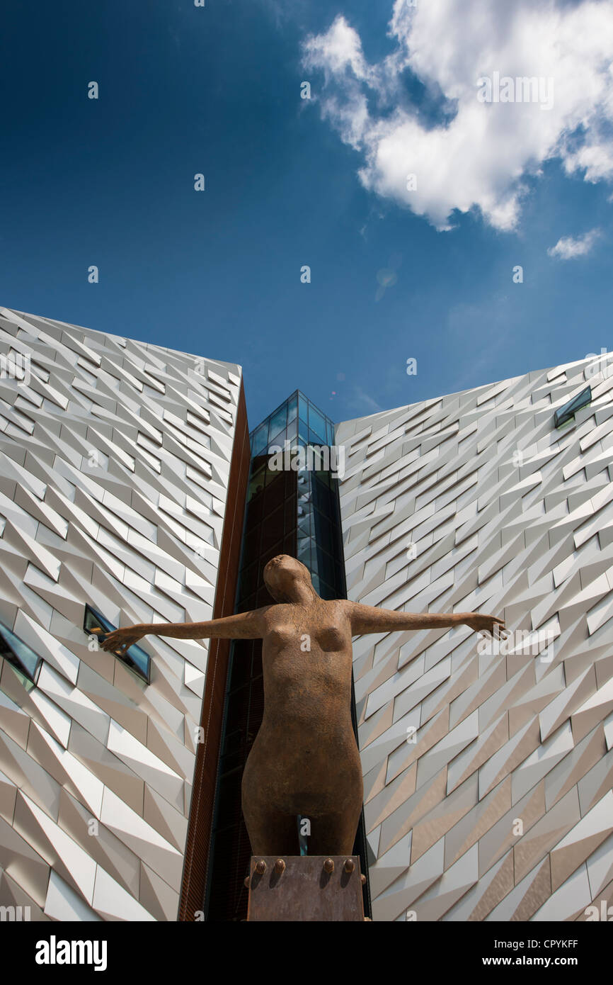 Titanic signature building with sculpture, Belfast Northern Ireland Stock Photo
