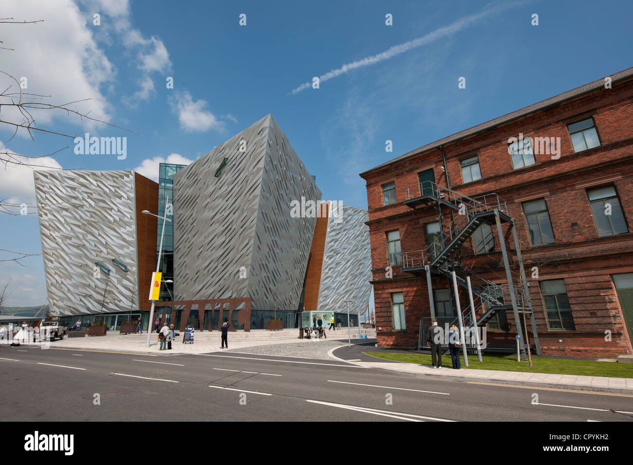 Titanic signature building beside the original Titanic drawing office where Titanic and Olympic were designed Stock Photo