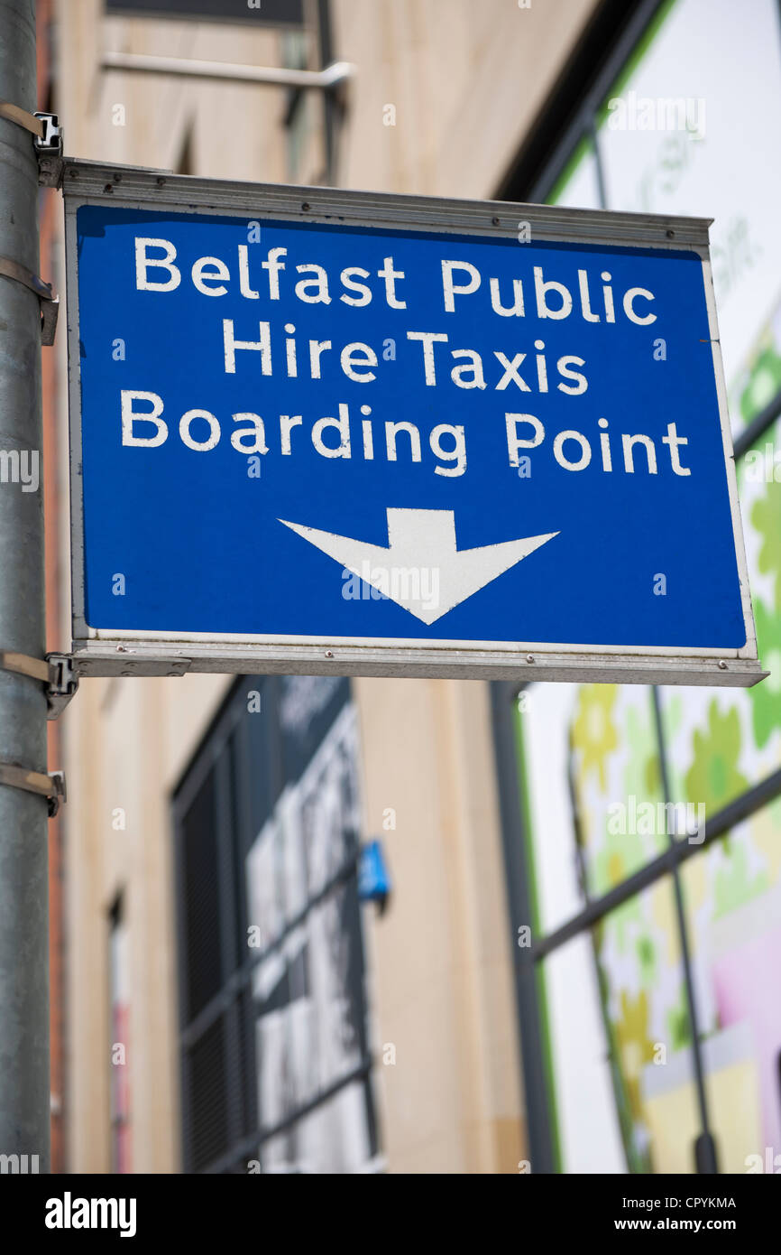 Belfast public hire taxi boarding point sign Stock Photo Alamy