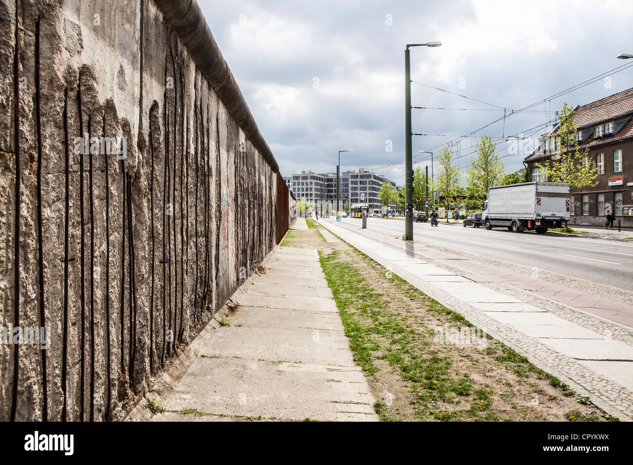 Berlin Wall Memorial - Part of the original wall forms part of the monument in Bernauer Street.Mitte,Berlin Stock Photo