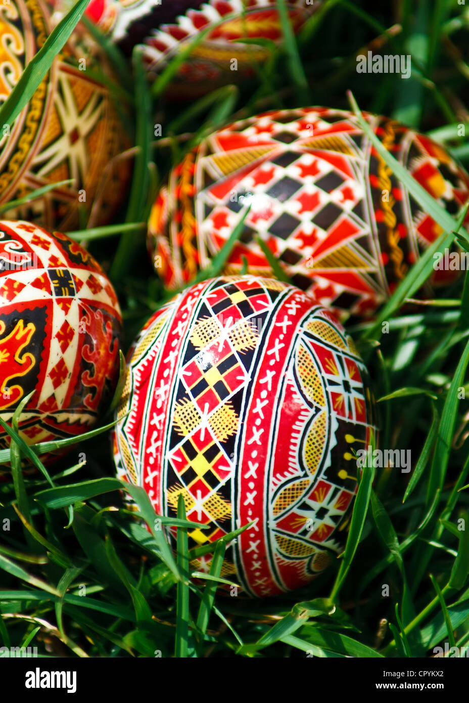 Traditional painted Easter eggs. Specific for the NE of Romania Stock