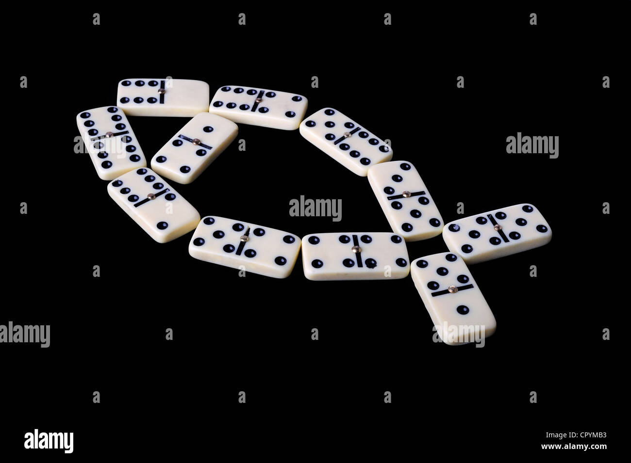 Domino isolated on a black background Stock Photo