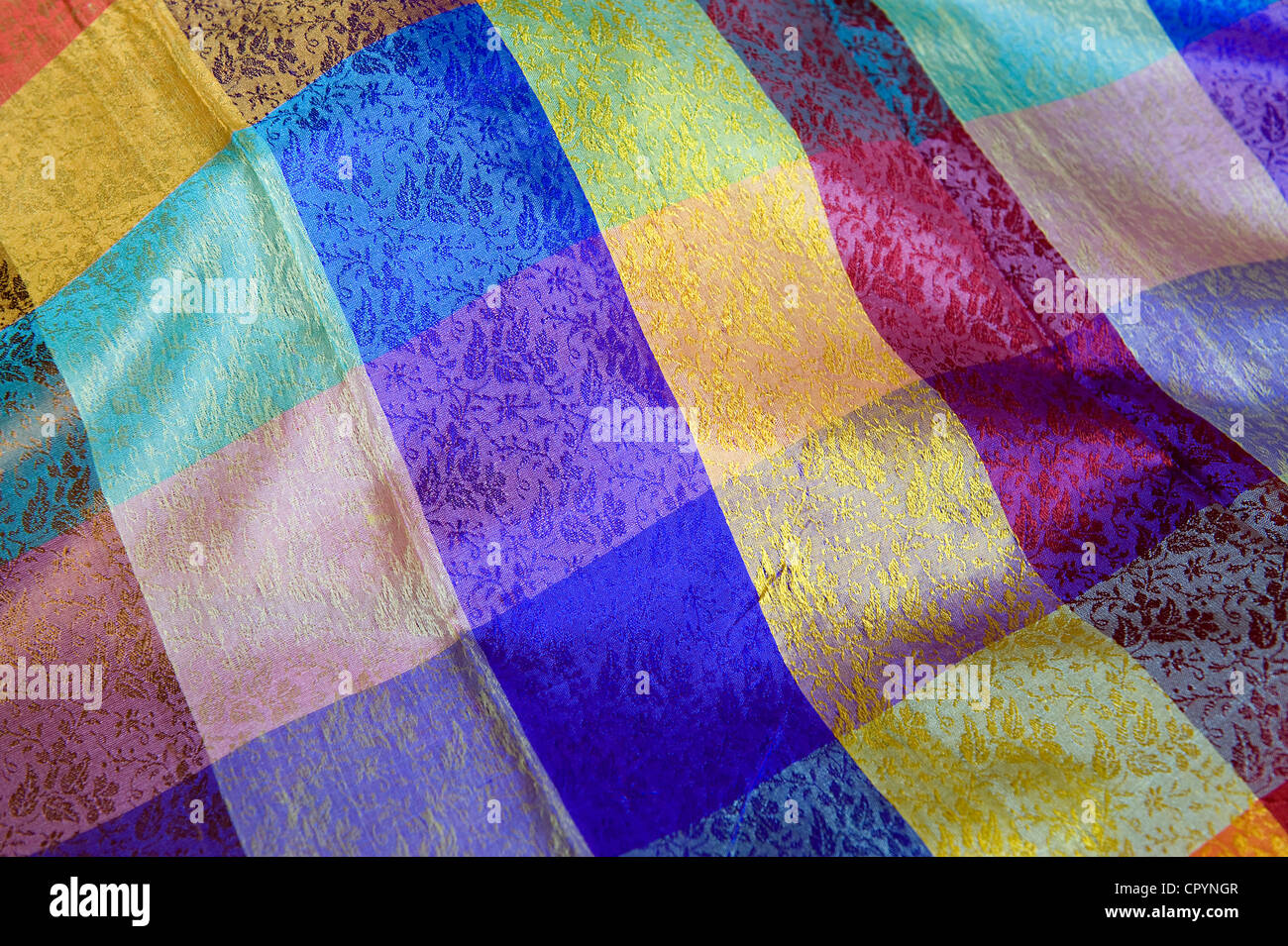 Benares silk fabric, Varanasi, Uttar Pradesh, India, Asia Stock Photo