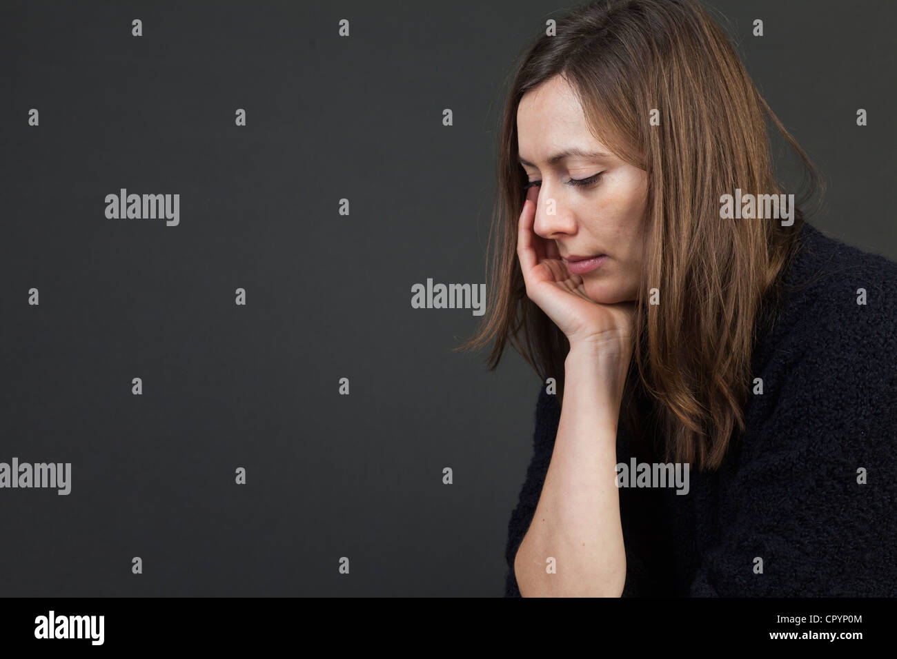 Woman, sad, depressions, worries Stock Photo