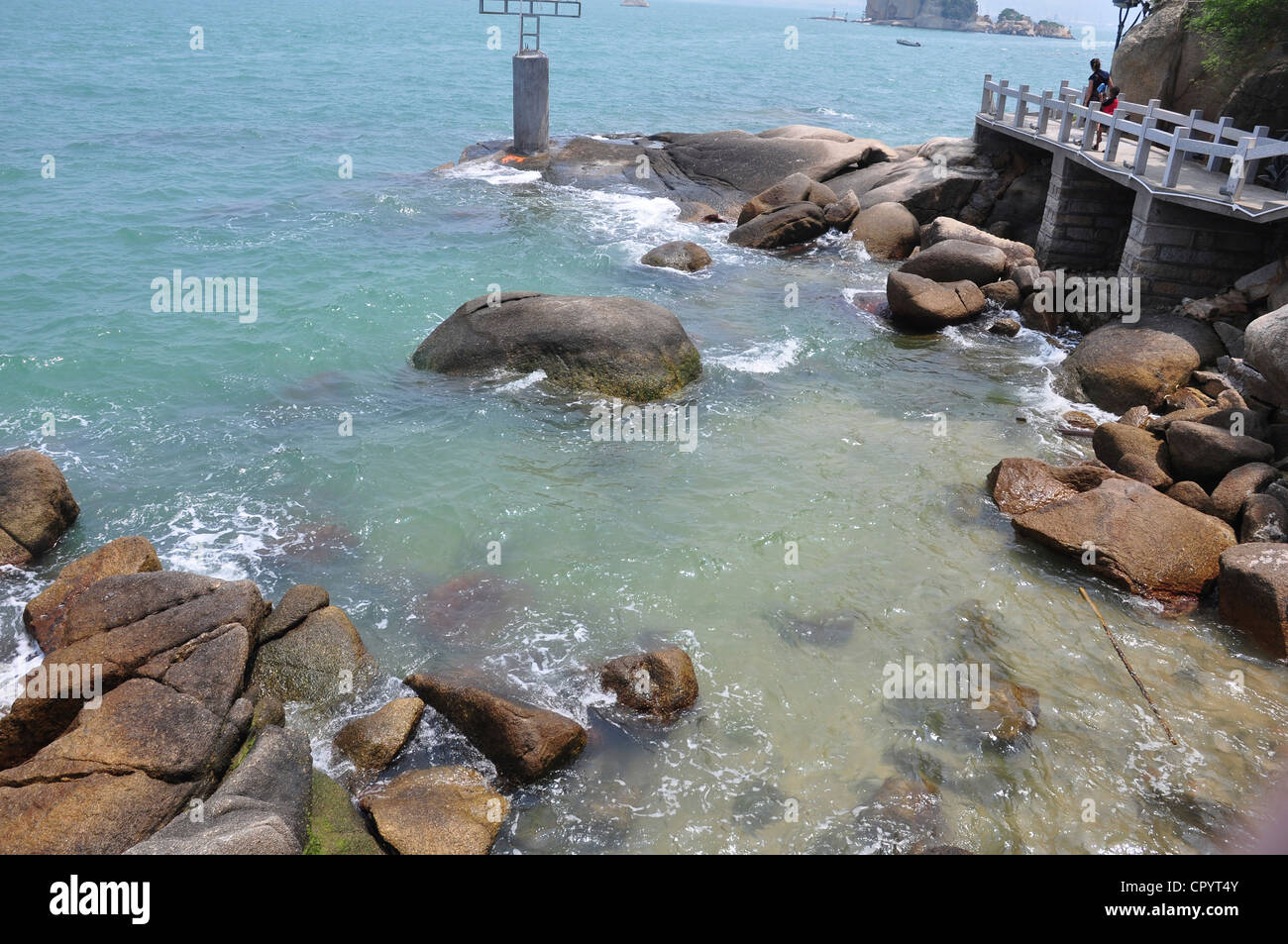 xiamen landscape with sea, rocks and beach Stock Photo