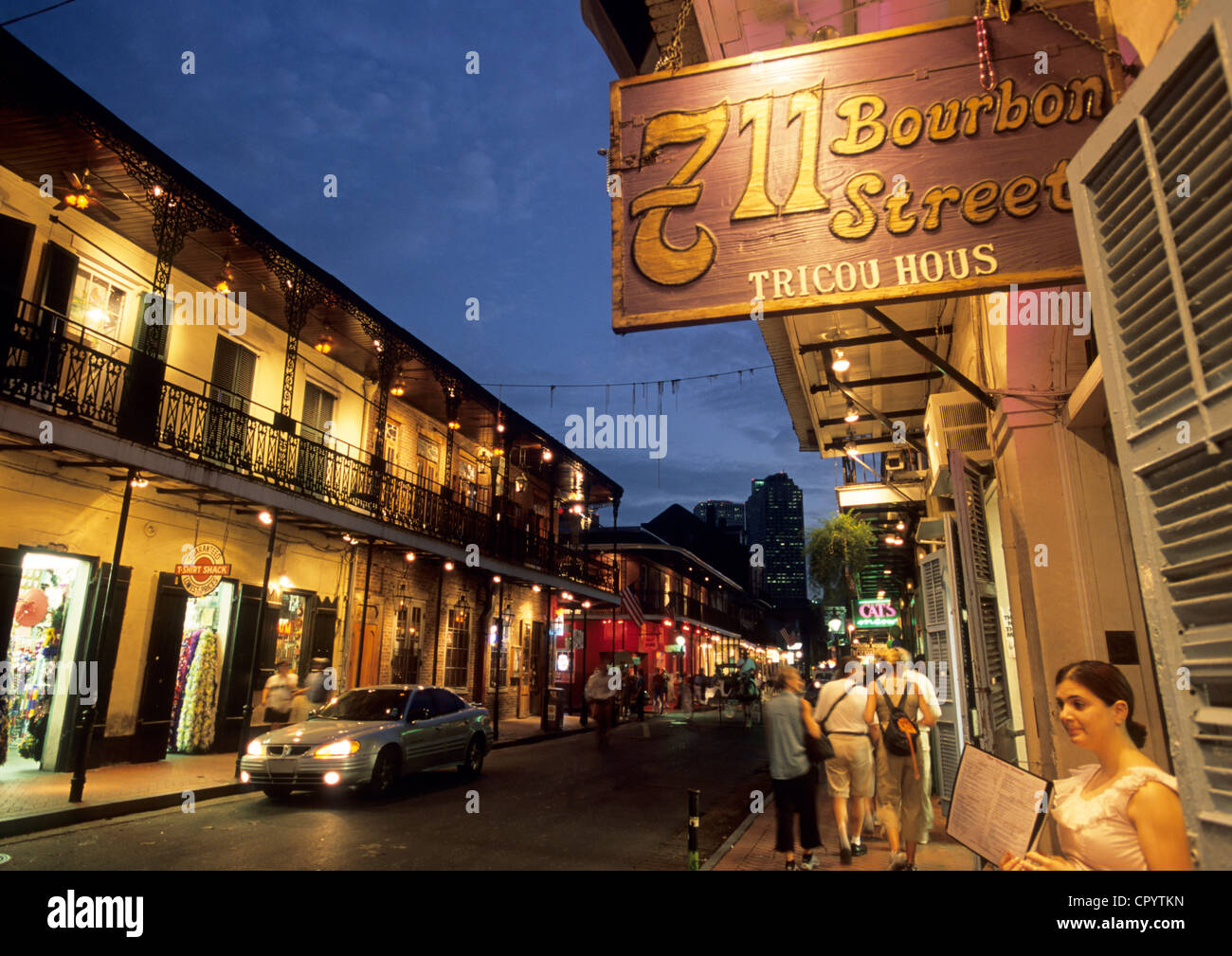 United States, Louisiana, New Orleans, the French Quarter, Bourbon Street Stock Photo