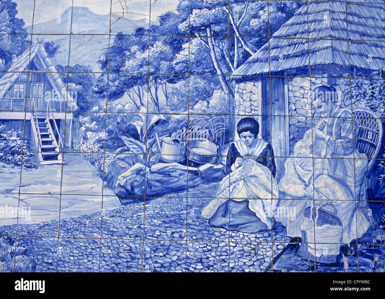 Portugal, Madeira Island, Funchal, Azulejo in the streets Stock Photo