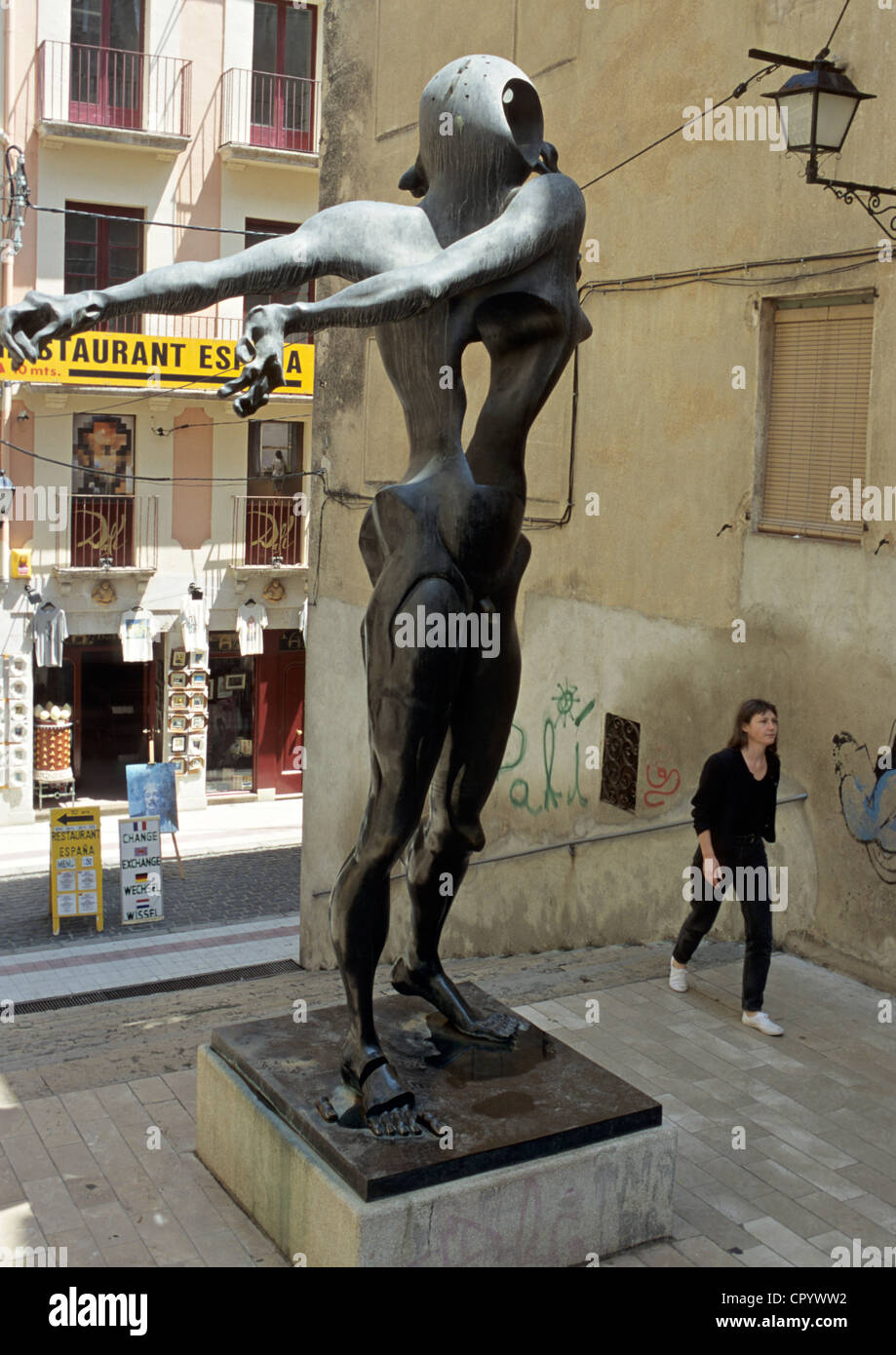 Spain, Catalonia, Costa Brava, Figueres, sculpture by Dali in a lane Stock Photo