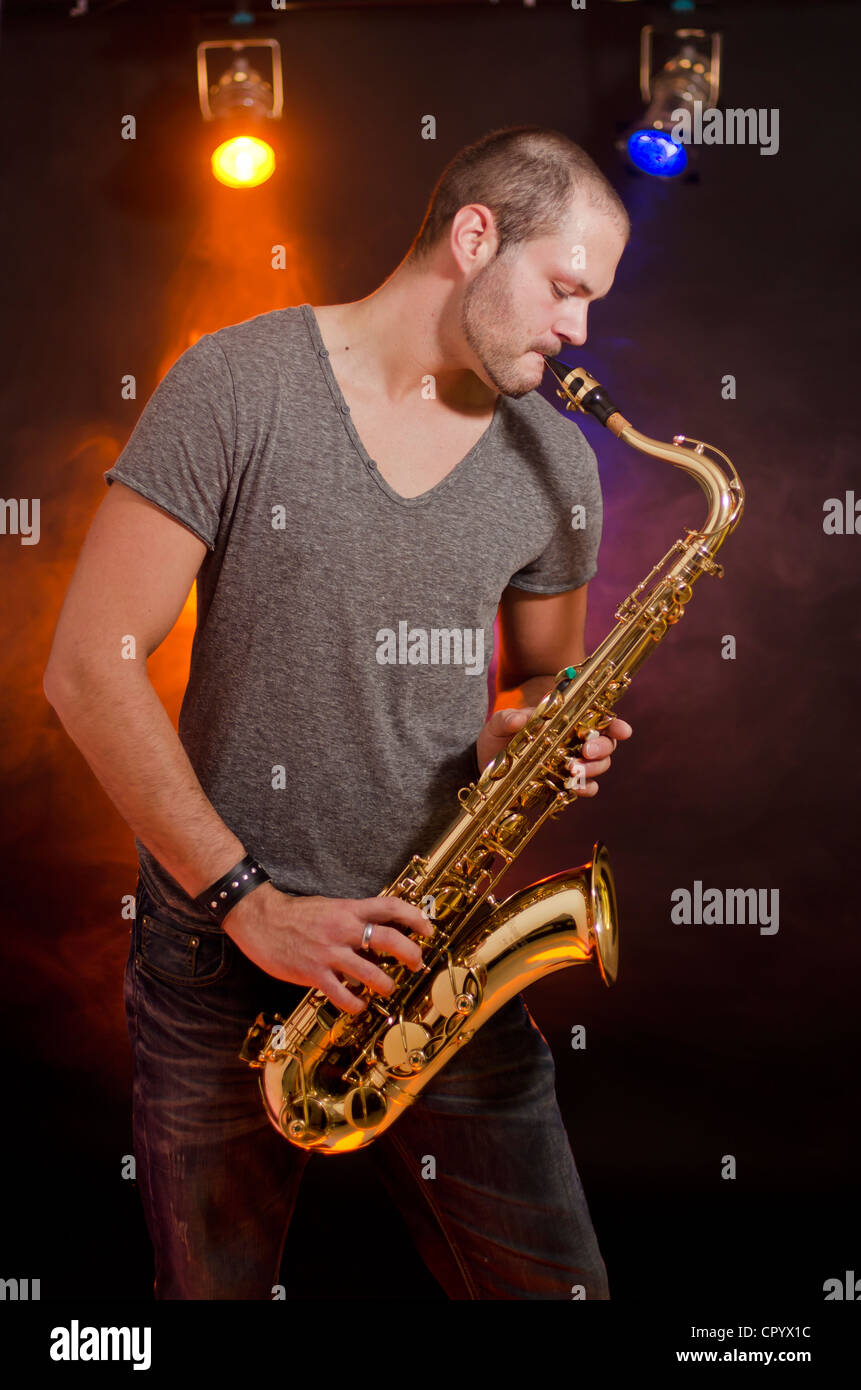 Saxophone player hires stock photography and images Alamy