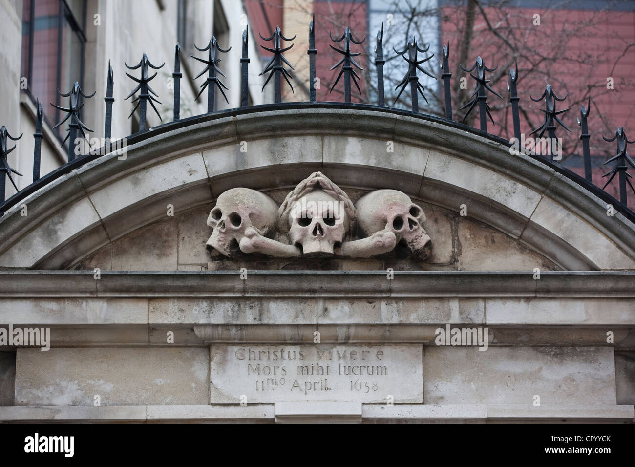 Ghastly Grim Gate at St Olave's Chruch Hart Street, City of London, United Kingdom Stock Photo