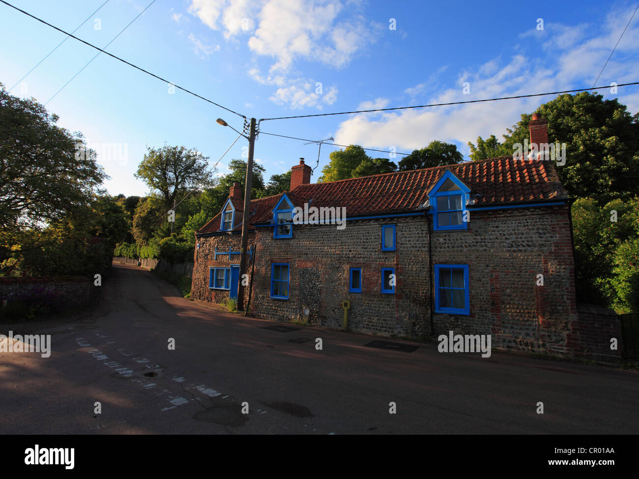 Flint built cottage in the village of Stiffkey on the Norfolk coast. Stock Photo