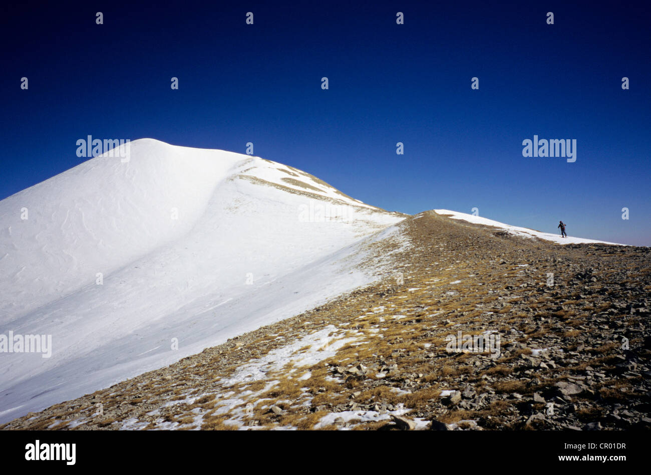 Italy, Abruzzo, Ski touring climbing Monte Vettore (2476m) Stock Photo