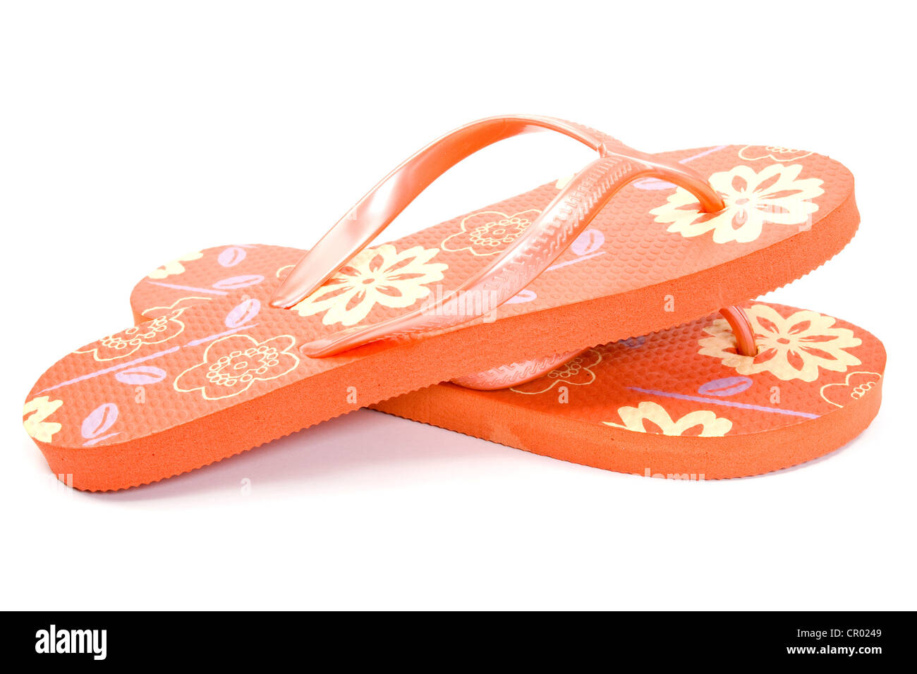 red flip flops isolated on white background Stock Photo - Alamy