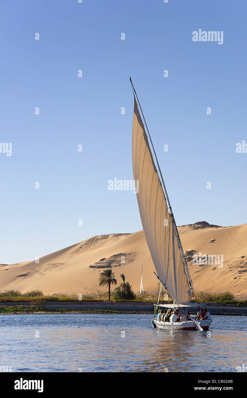 Felucca, a traditional wooden sailing boat, on the Nile, Egypt, Africa ...