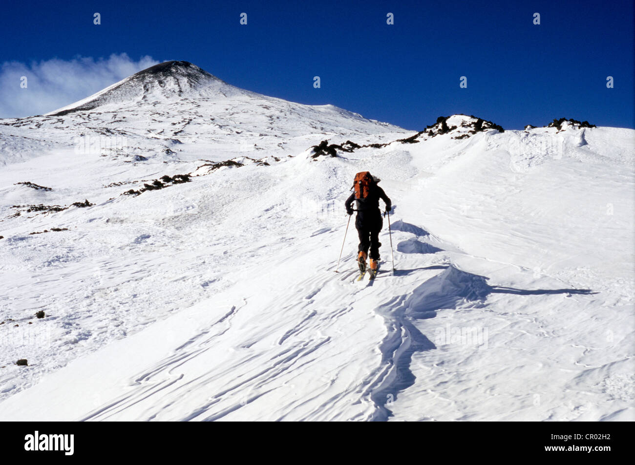 Italy, Sicily, Etna, Ski touring Stock Photo