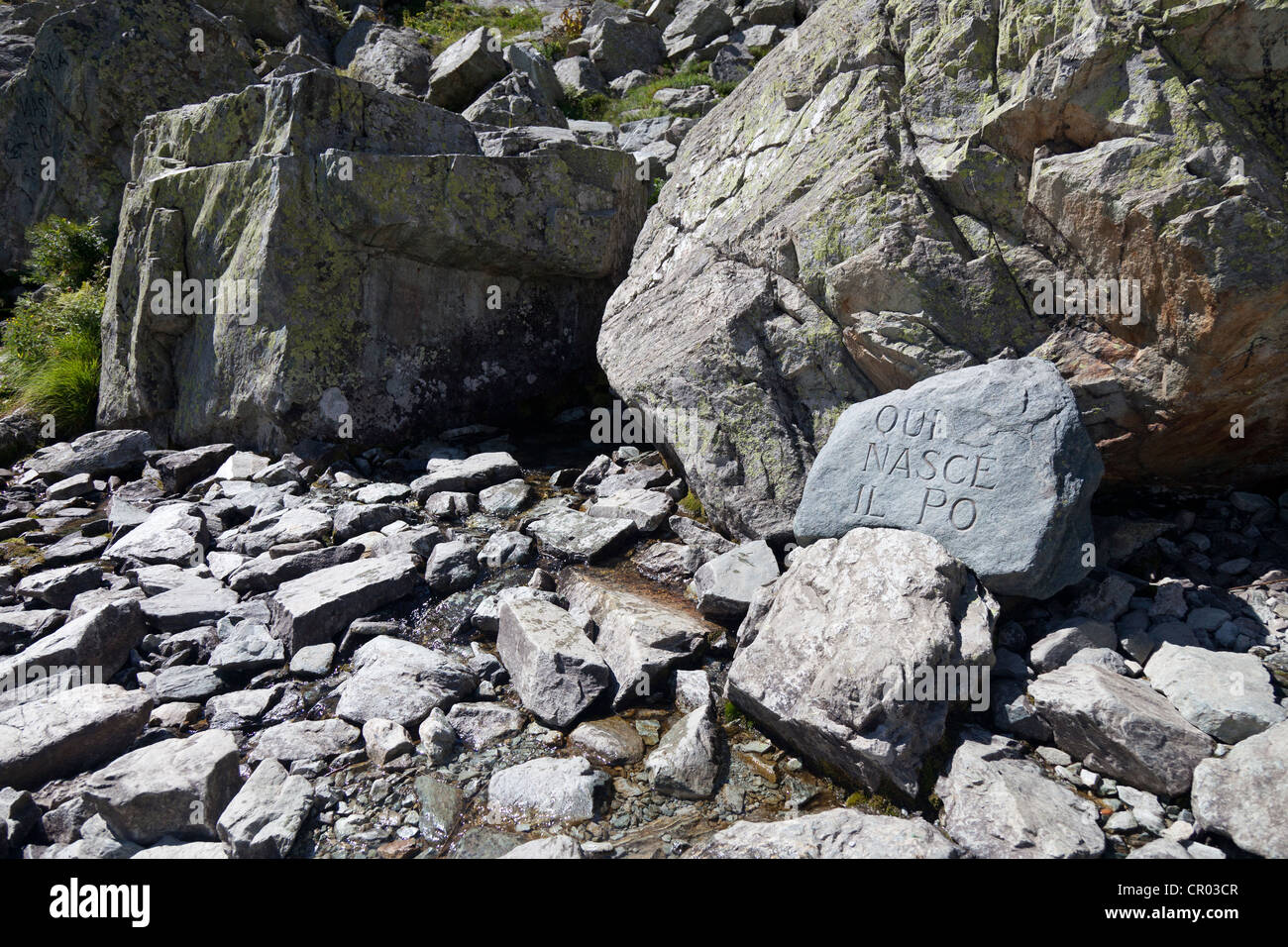 Source of the Po River, Cottian Alps, Cuneo, Piedmont, Italy, Europe Stock Photo