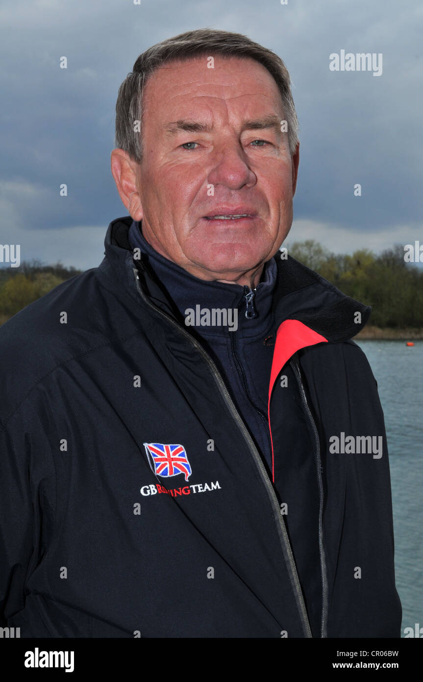Jurgen Grobler OBE, the GB Rowing Coach at the Pinsent-Redgrave Rowing Lake, Reading. Stock Photo
