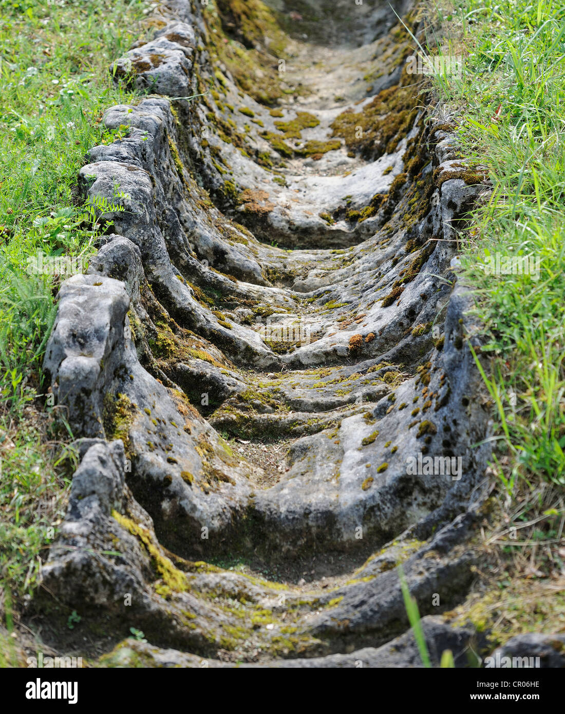 Water line in the Dacian fortress of Sarmizegetusa Regia, Romania, Europe Stock Photo