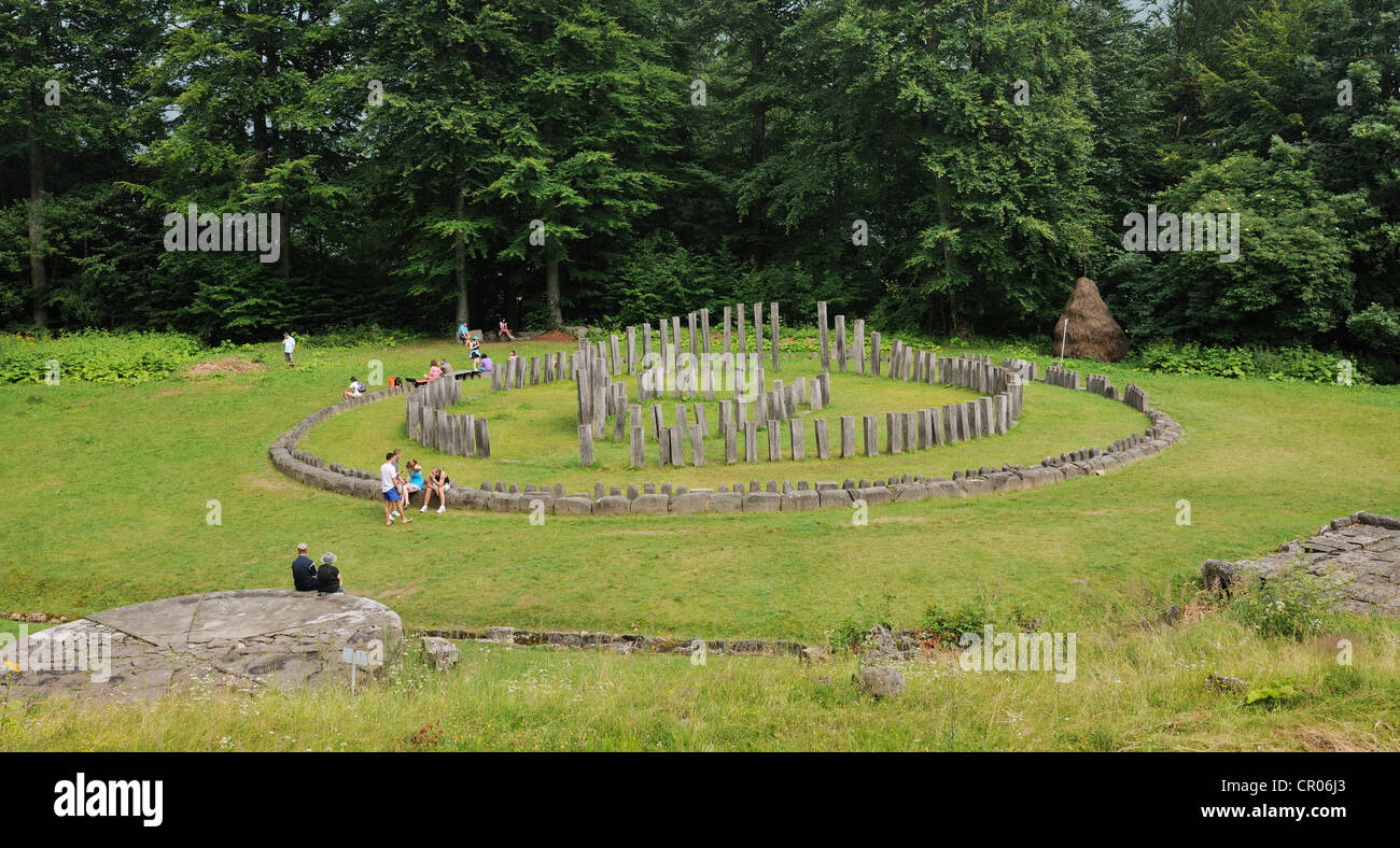 Reconstruction of the circular sanctuary of the Dacian fortress of Sarmizegetusa Regia, Romania, Europe Stock Photo
