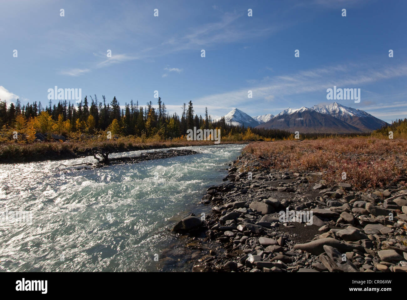 Quill Creek, Indian summer, leaves in fall colours, autumn, St. Elias ...