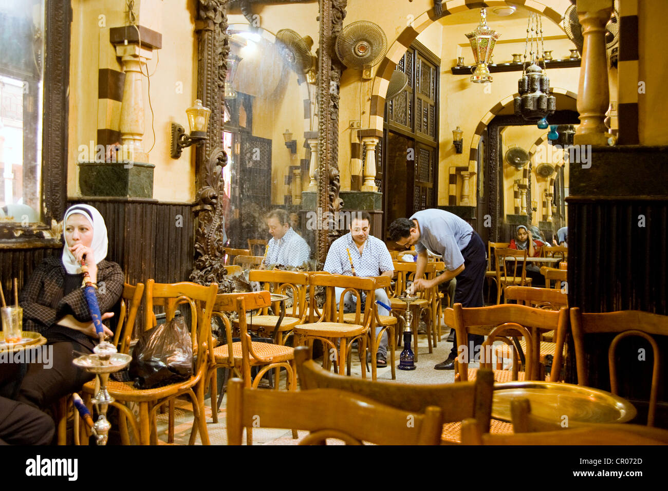 Egypt, Cairo, Khan El Khalili Souk, Fichaoui Cafe, place where hookah