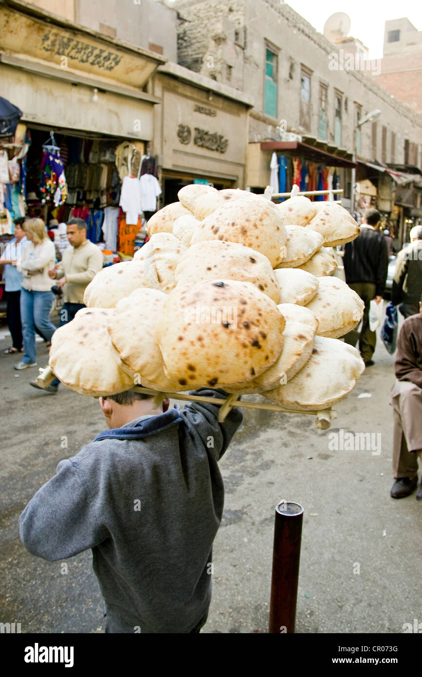 Egypt, Cairo, bread seller Stock Photo Alamy