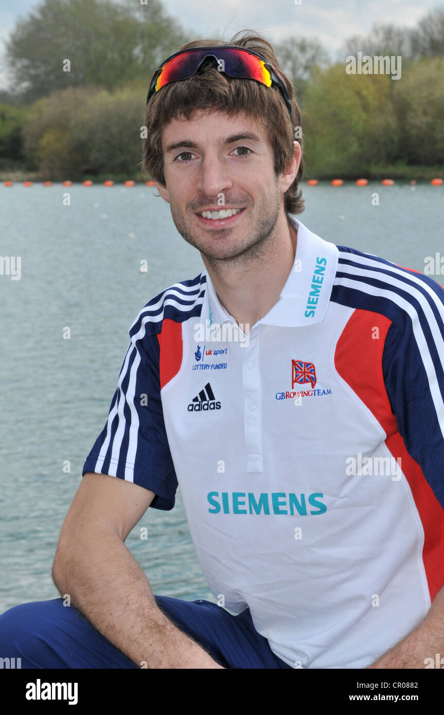 Zac Purchase MBE at the Redgrave-Pinsent Rowing Lake, River Thames, Reading, United kingdom. Stock Photo
