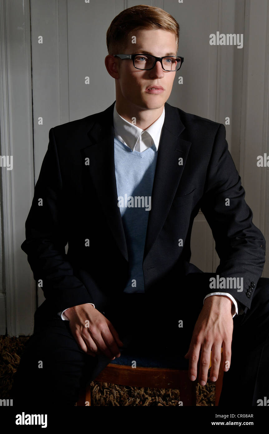 Attractive man in glasses suit hi-res stock photography and images - Alamy