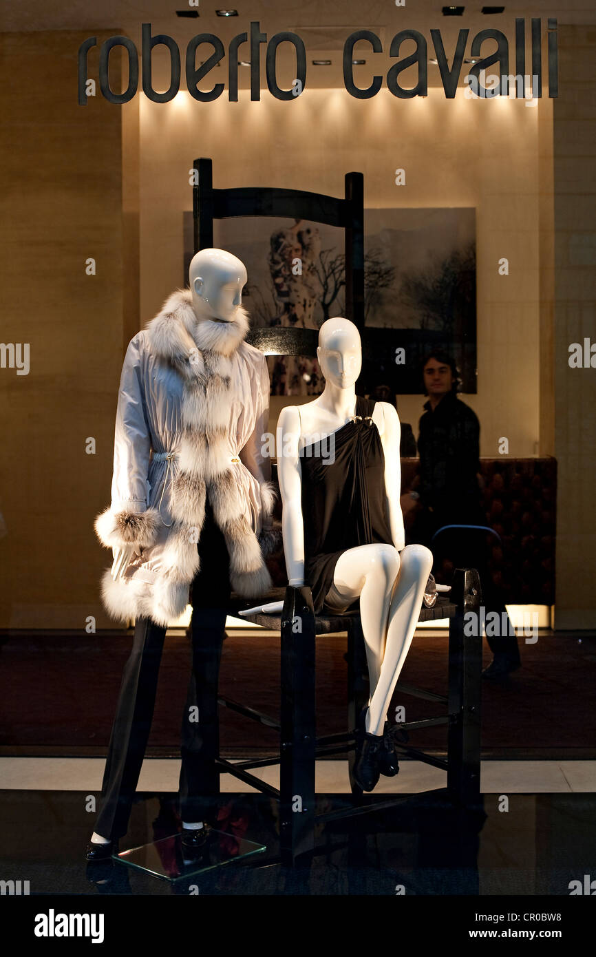 Italy, Lombardy, Milan, Fashion Quadrilateral, Via Gesu', shop of the Italien dress designer Roberto Cavalli Stock Photo